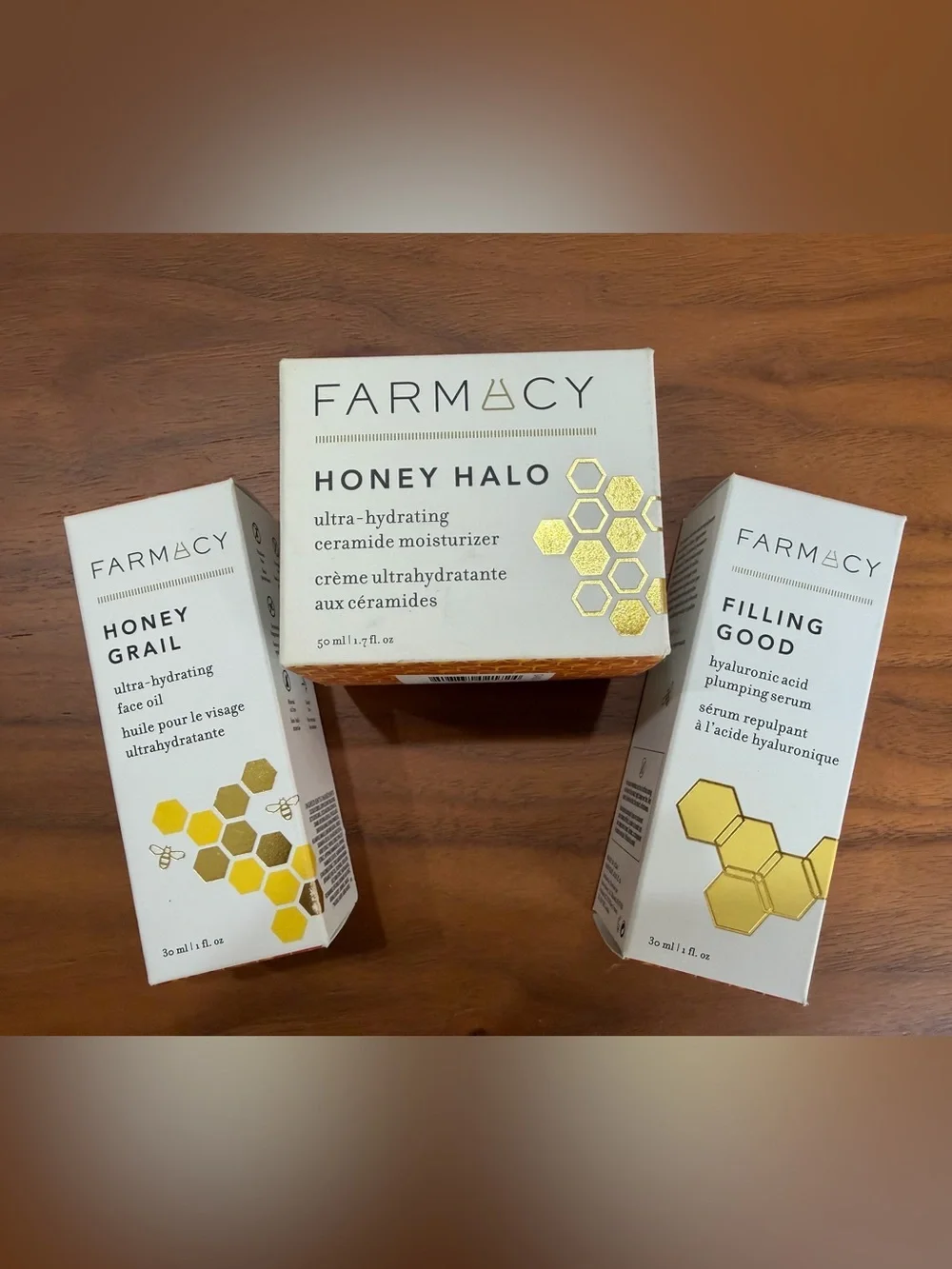 NEW Farmacy 3-Piece Luxury Skincare Set | Honey Halo Honey Grail Filling Good
